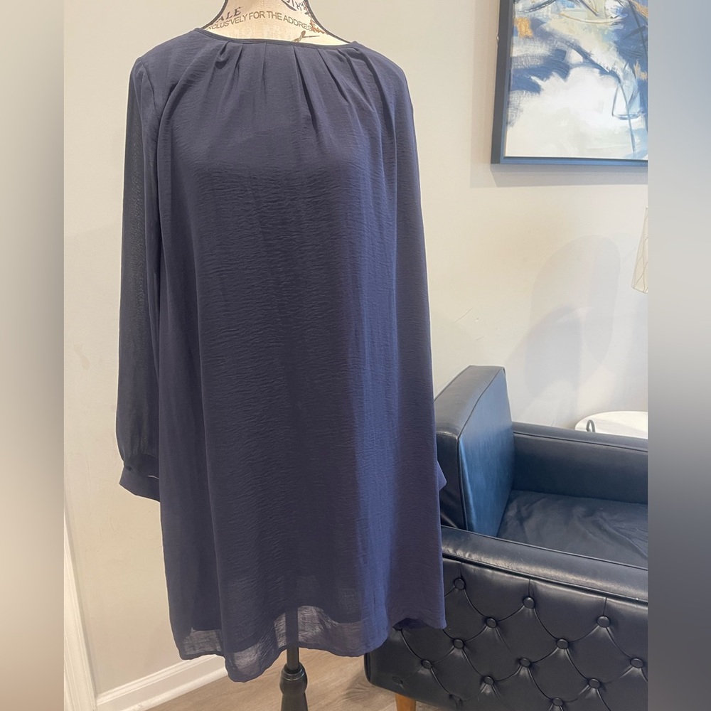 Navy Blue Relaxed Fit Shift Dress - Size 14 (K1) NWT
